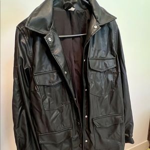 BLACK FAUX LEATHER JACKET (Blazer Style) NEVER WORN (H&M—Divided)